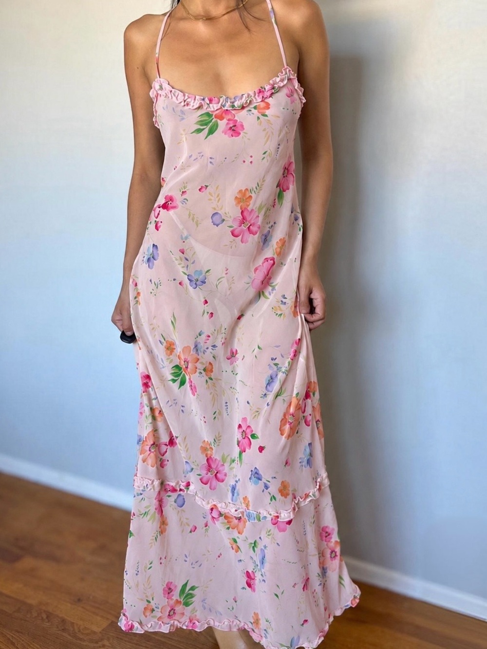 Vintage Victoria's Secret Sheer Floral Maxi Dress - Picture 5 of 7